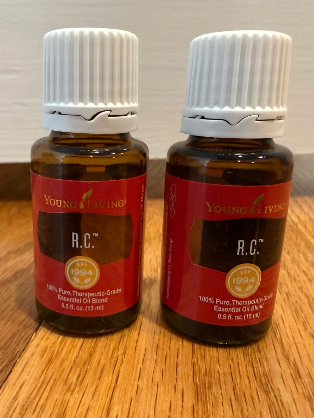 Young Living R.C. Essential Oil Bottles - Red and White